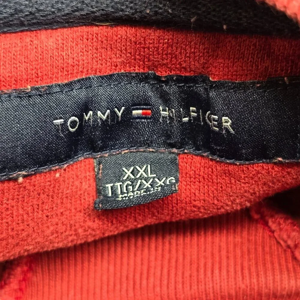 Tommy Hilfiger Crew Neck Sweatshirt Mens‎ XXL Red Pull-Over Embroidered Flag